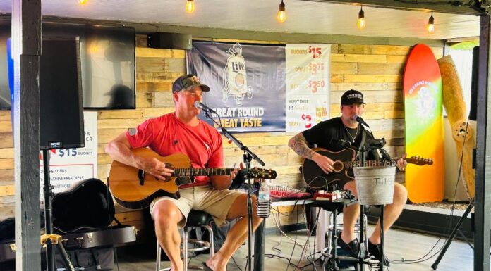 Music and Munchies at the Grove House Roger Brutus and Corey Greenway playing guitars and singing